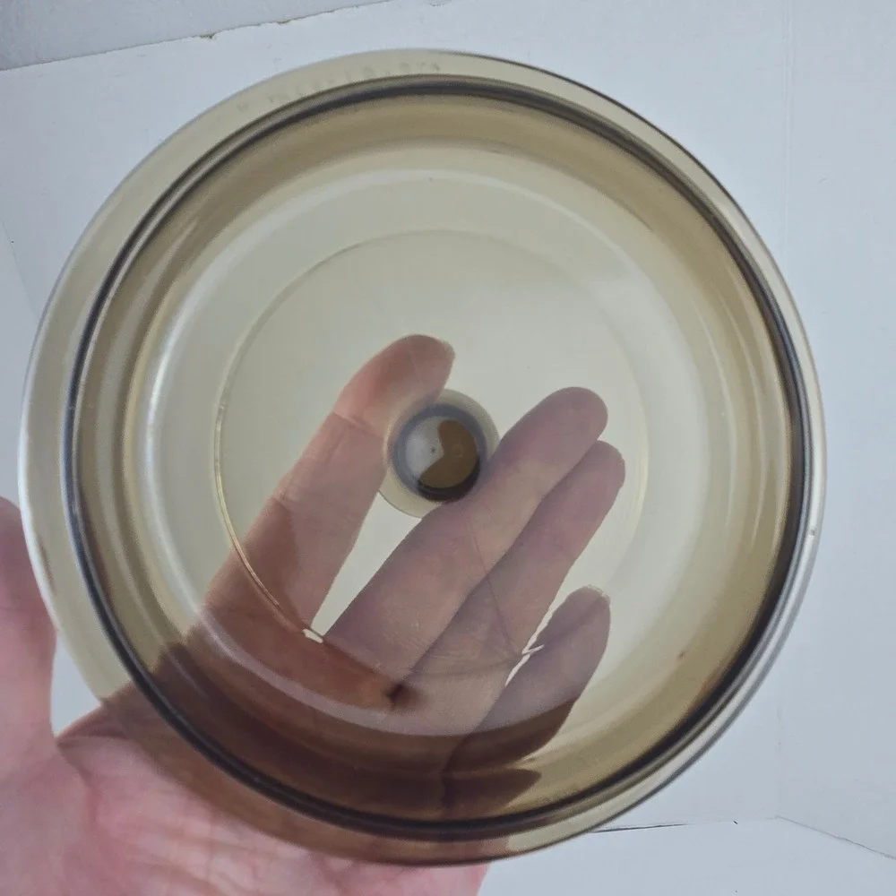 Vtg Pyrex Corning Vision Ware Amber Glass 0.5 Liter Sauce Pan w Lid‎ P-81-C USA